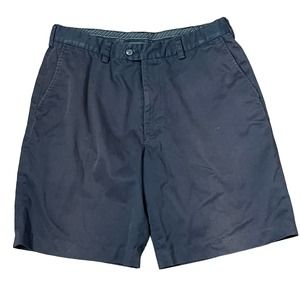 Izod Microfiber Golf Chino Short Pleated Classic Hi-Rise Solid Blue‎ Men Size 34